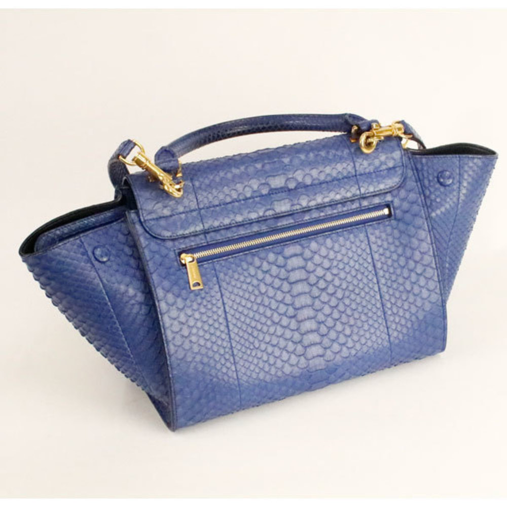 Celine 2way Bag Python Leather Blue - image 2
